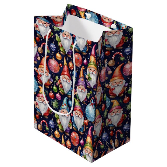Sac Cadeau Moyen Christmas Gnomes (Devant Angle)
