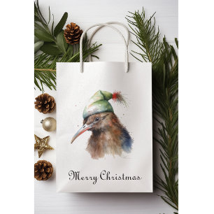Sac Cadeau Moyen Christmas Kiwi Bird, personnalisable