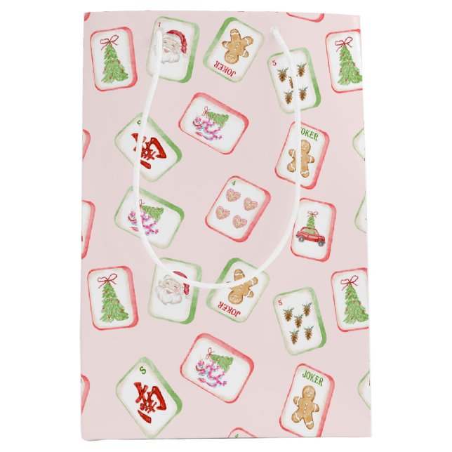 Sac Cadeau Moyen Christmas Mahjong Tiles (Devant)