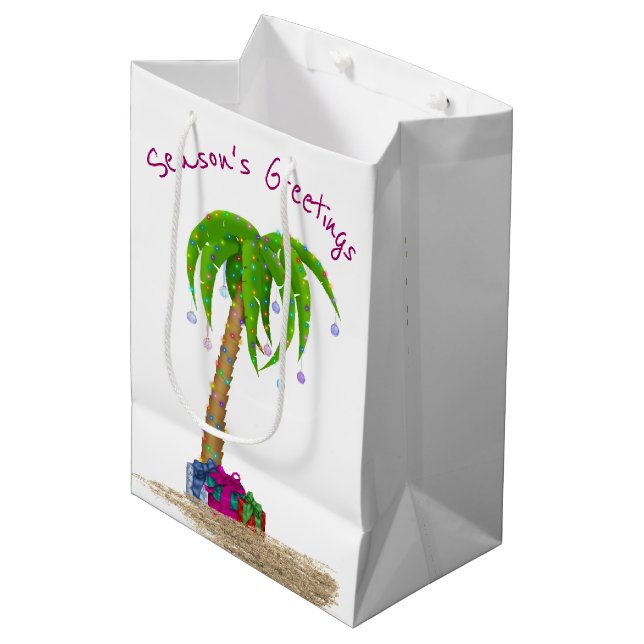 Sac Cadeau Moyen Christmas Palm Tree in Sand  (Devant Angle)