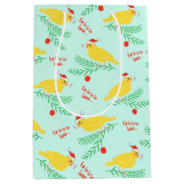 Sac Cadeau Moyen Christmas Singing Canary Pattern (Devant)