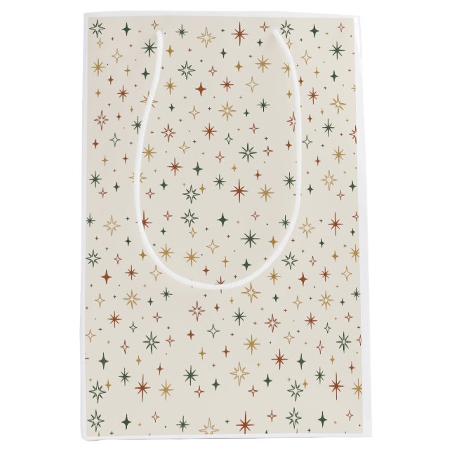 Sac Cadeau Moyen Christmas Stars & Sparkles Pattern			 (Devant)