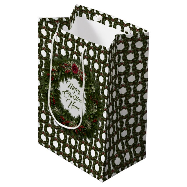 Sac Cadeau Moyen Christmas Wreath (Devant Angle)