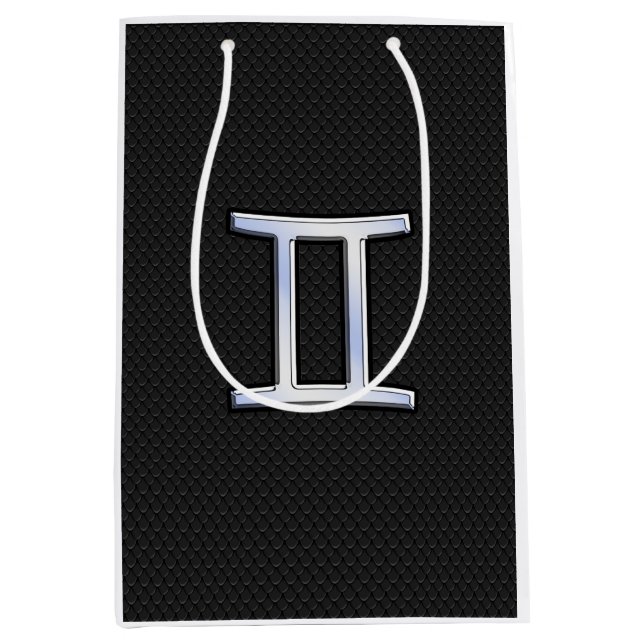 Sac Cadeau Moyen Chrome moderne comme Gemini Symbole Zodiac (Devant)