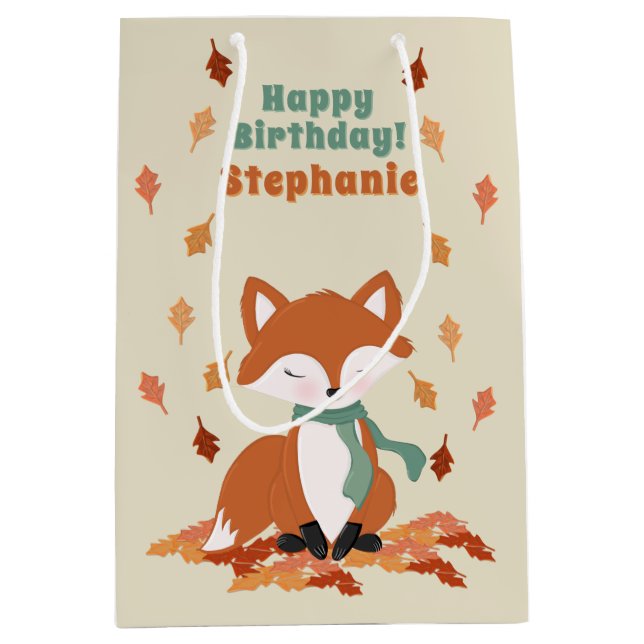 Sac Cadeau Moyen Chute Fox Woodland Anniversaire (Devant)