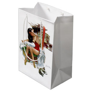 Sac Cadeau Moyen Cirque Beauté Art Vintage Noël Pin-up Girl