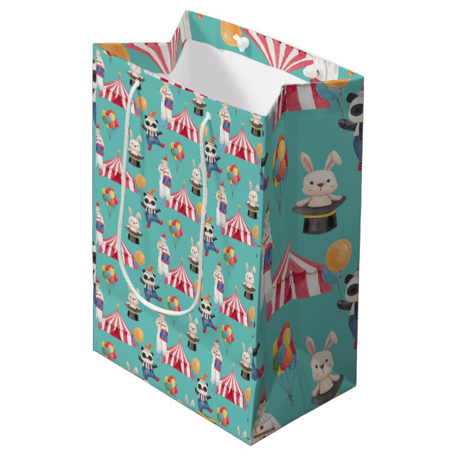 Sac Cadeau Moyen Cirque Thème Anniversaire Toutes les Occasions Bac (Devant Angle)