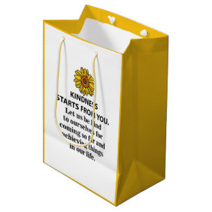 Sac Cadeau Moyen Citation Inspiration Kindness Sunflower