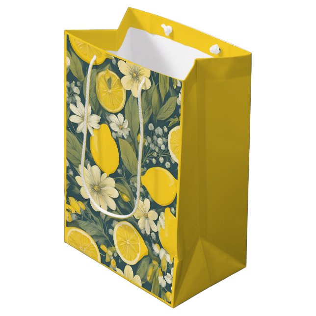 Sac Cadeau Moyen citron vintage (Devant Angle)