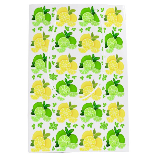 Sac Cadeau Moyen Citrons citrons | tranches de citron vert (Devant)