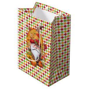 Sac Cadeau Moyen Citrouille d'automne Gnome