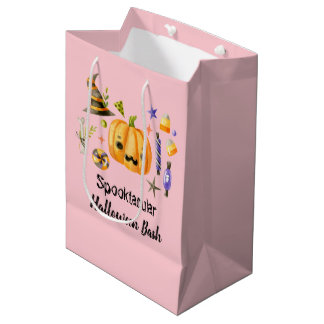 Sac Cadeau Moyen Citrouille Spooktacular Halloween Bash Party rose