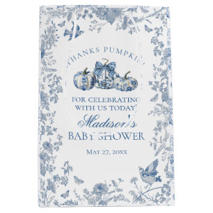 Sac Cadeau Moyen Citrouille Toile Bleue Faveurs de Baby Shower Fran