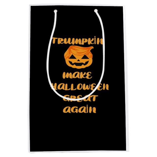 Sac Cadeau Moyen Citrouille Trumpkin Halloween Design - Funny Autom (Devant)