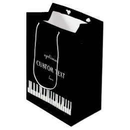 Sac Cadeau Moyen Clavier de piano et texte personnalisable noir et 