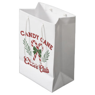 Sac Cadeau Moyen Club de bonne humeur de Noël au bonbon enrubanné C
