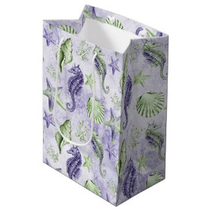 Sac Cadeau Moyen Coastal Chic Purple and Lime Green Ocean Party