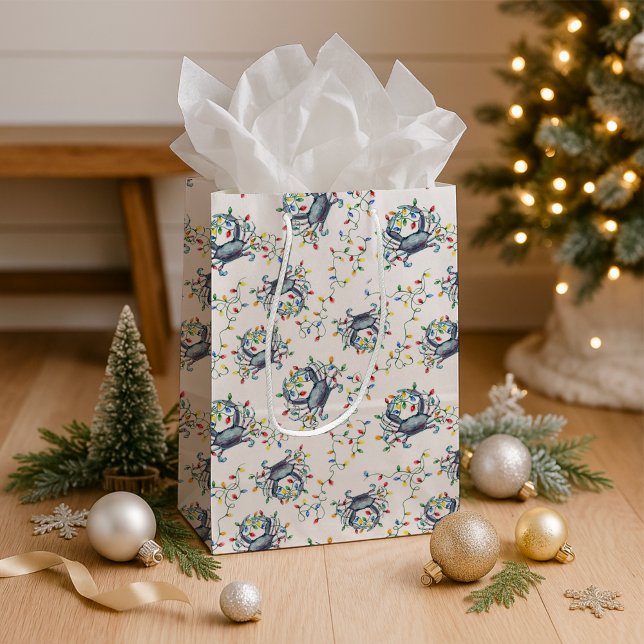 Sac Cadeau Moyen Coastal Christmas Crab Pattern (Créateur téléchargé)