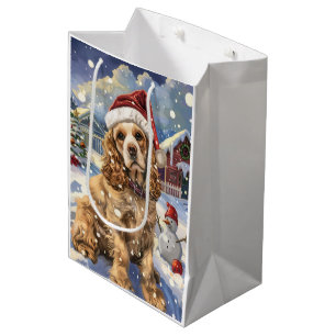 Sac Cadeau Moyen Cocker Spaniel Winter Wonderland Noël Joie
