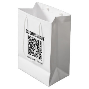 Sac Cadeau Moyen Code QR personnalisable & nom de l'entreprise