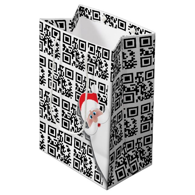 Sac Cadeau Moyen Codes QR Joyeux Vacances (Devant Angle)