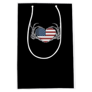 Sac Cadeau Moyen Coeur de drapeau américain
