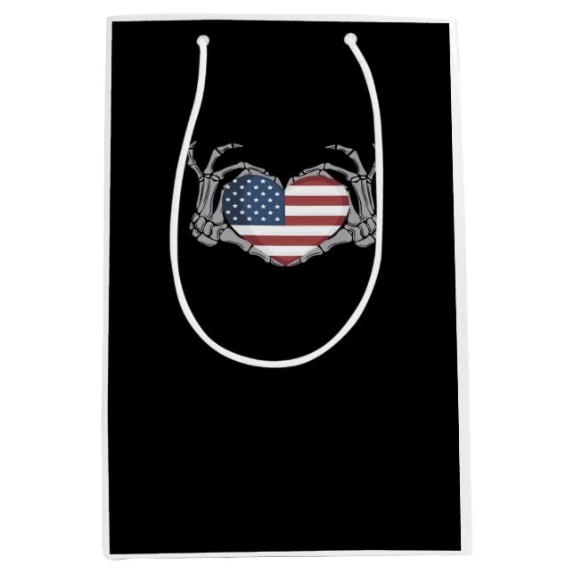 Sac Cadeau Moyen Coeur de drapeau américain (Devant)