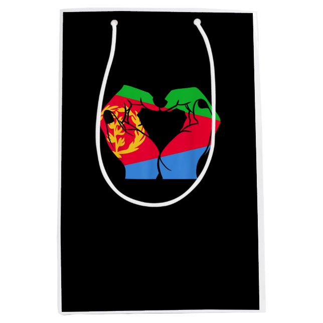 Sac Cadeau Moyen Coeur des mains avec drapeau érythréen (Devant)