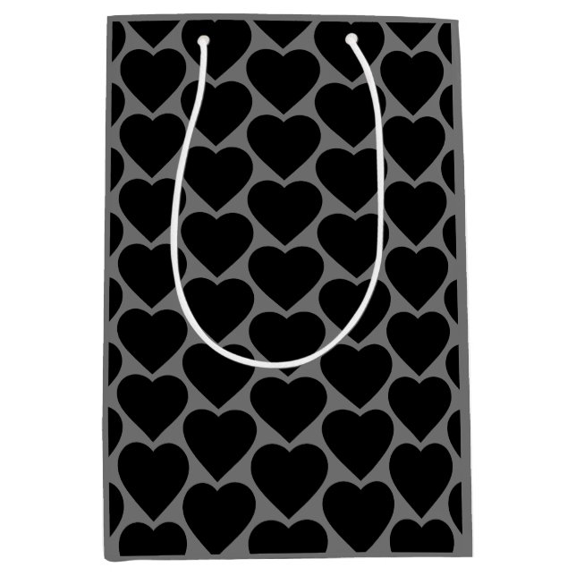 Sac Cadeau Moyen Coeur noir (Devant)