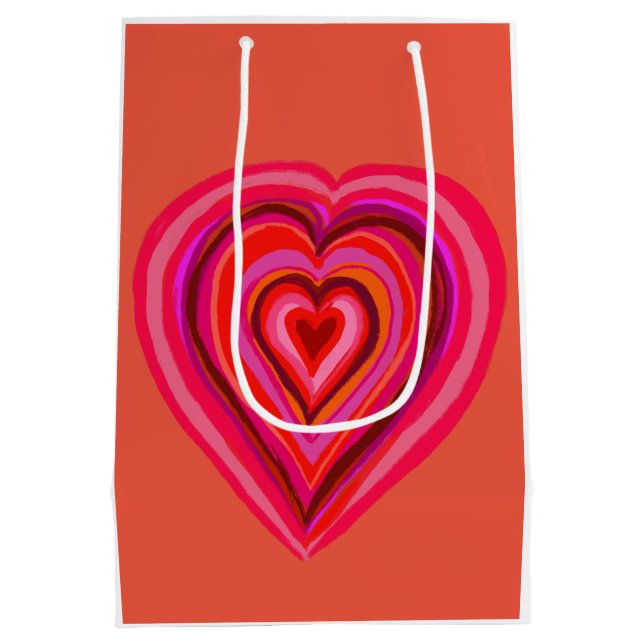 Sac Cadeau Moyen Coeur rose et rouge (Dos)