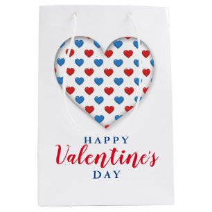 Sac Cadeau Moyen Coeur rouge et bleu