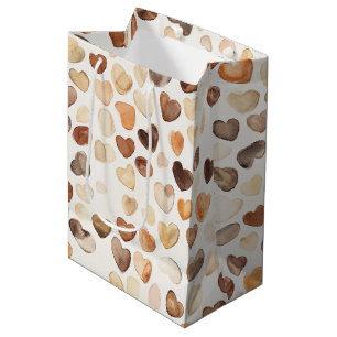Sac Cadeau Moyen Cœurs de fête d'anniversaire haricots café pêche m