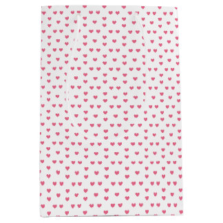 Sac Cadeau Moyen Cœurs roses ornementaux violet minimaliste moderne