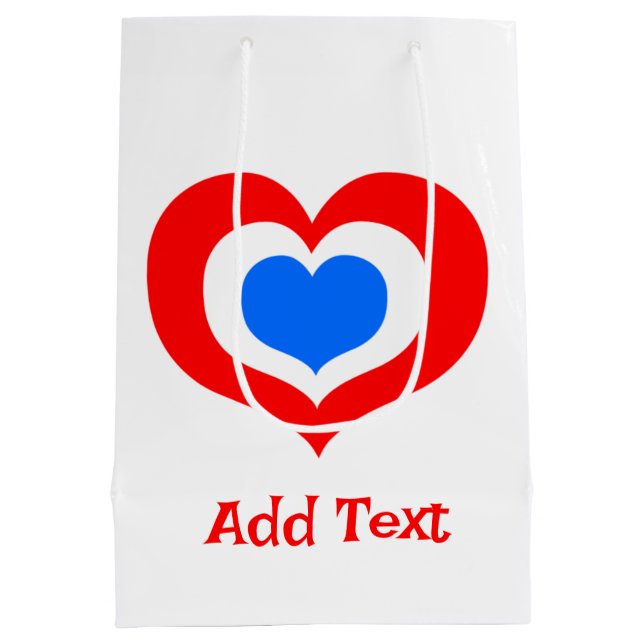 Sac Cadeau Moyen Coeurs rouge, blanc et bleu (Dos)
