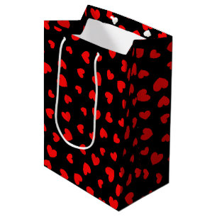 Sac Cadeau Moyen Coeurs rouges mignons Valentines Jour Moyen