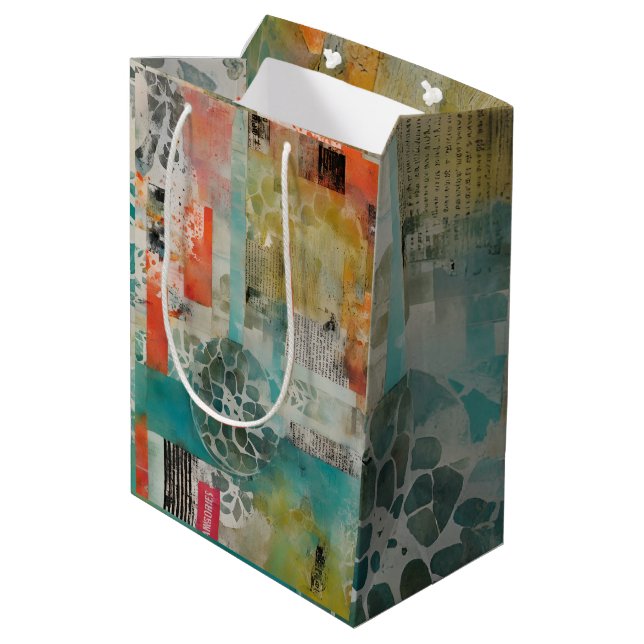 Sac Cadeau Moyen Collage Abstrait Média mixte Abstrait (Dos Angle)