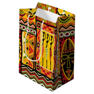 Sac Cadeau Moyen Collage d'impression couleur Motif africain