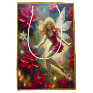 Sac Cadeau Moyen Collection de fées de Noël - Cheveux blond or pâle