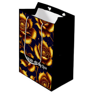 Sac Cadeau Moyen Collection de Roses d'or Boho moderne