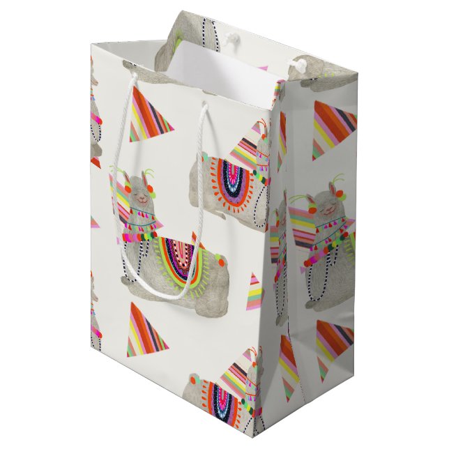 Sac Cadeau Moyen Collection Llamarama Motif II (Devant Angle)