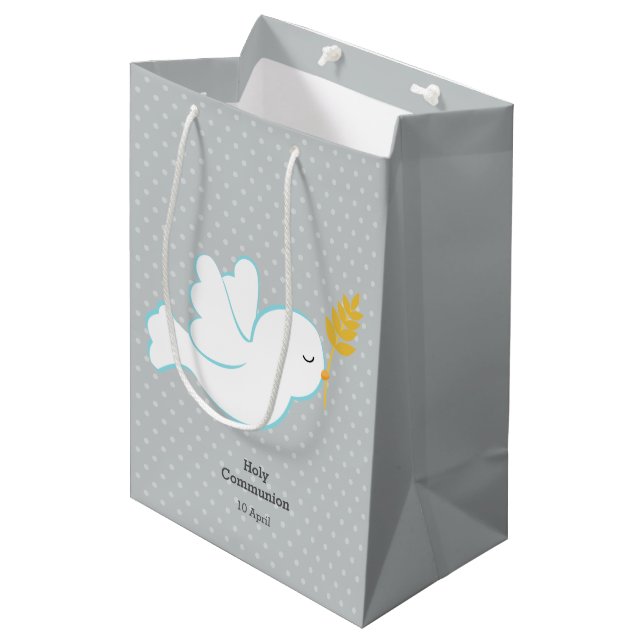 Sac Cadeau Moyen colombe de baptême * choisir la couleur arrière -  (Devant Angle)