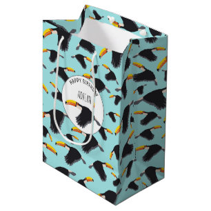Sac Cadeau Moyen Coloré Toucan Tropical Bird Motif Anniversaire