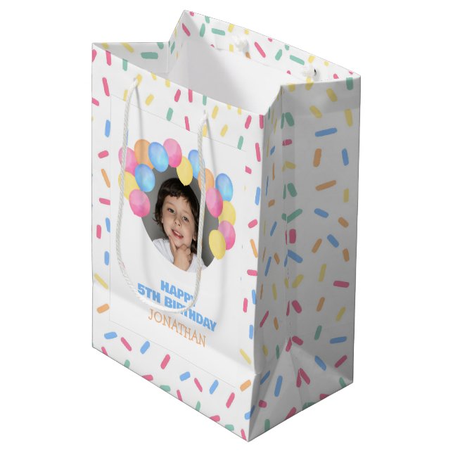 Sac Cadeau Moyen Colorful Confetti Balloon Arch Photo Birthday (Devant Angle)