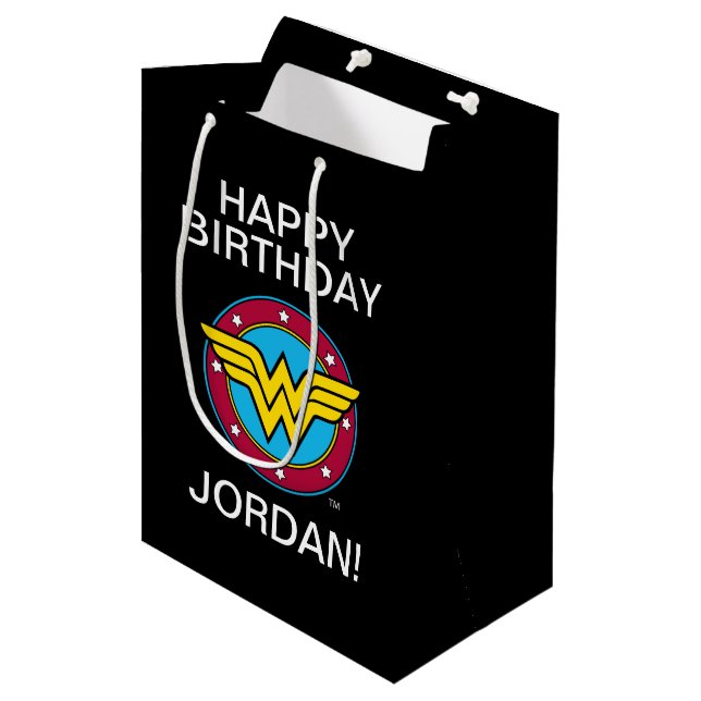 Sac Cadeau Moyen Comics DC | Wonder Woman Circle & Stars Logo (Devant Angle)
