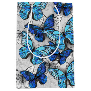 Sac Cadeau Moyen Composition des White and Blue Butterflies