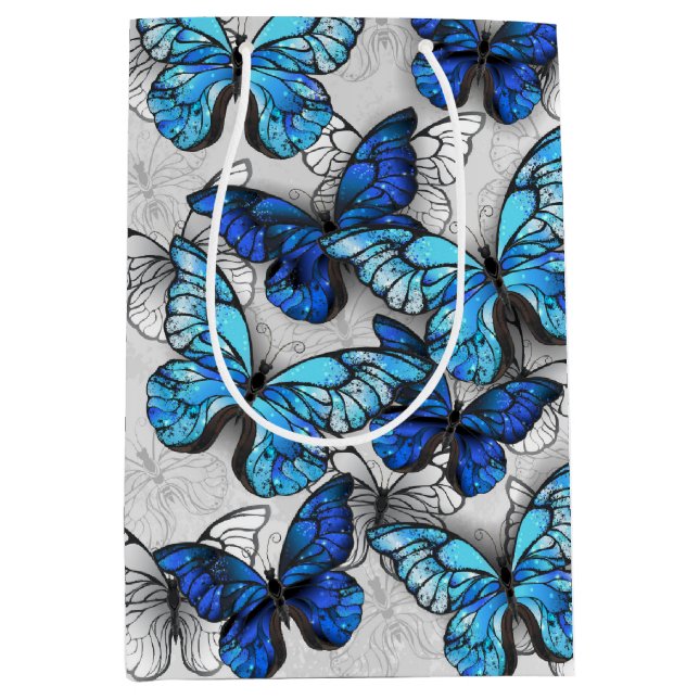 Sac Cadeau Moyen Composition des White and Blue Butterflies (Devant)