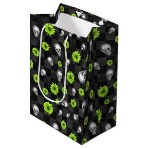 Sac Cadeau Moyen Conception Crânes Verts et Série Tournesol 10