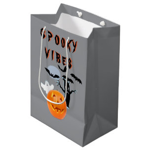 Sac Cadeau Moyen Conception de citrouille fantôme aux vibrations ef