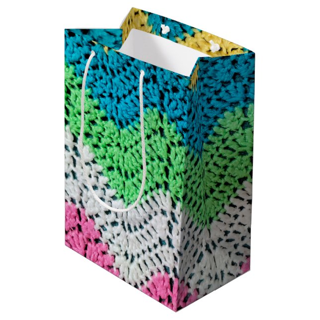 Sac Cadeau Moyen Conception de Crochet arc-en-ciel (Dos Angle)