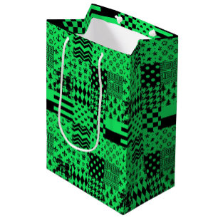 Sac Cadeau Moyen Conception de maquette Motif mixte en noir vert
